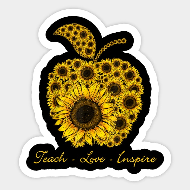 Teach Love Inspire Sunflowers Apple Teacher Sticker by Vicenta Aryl